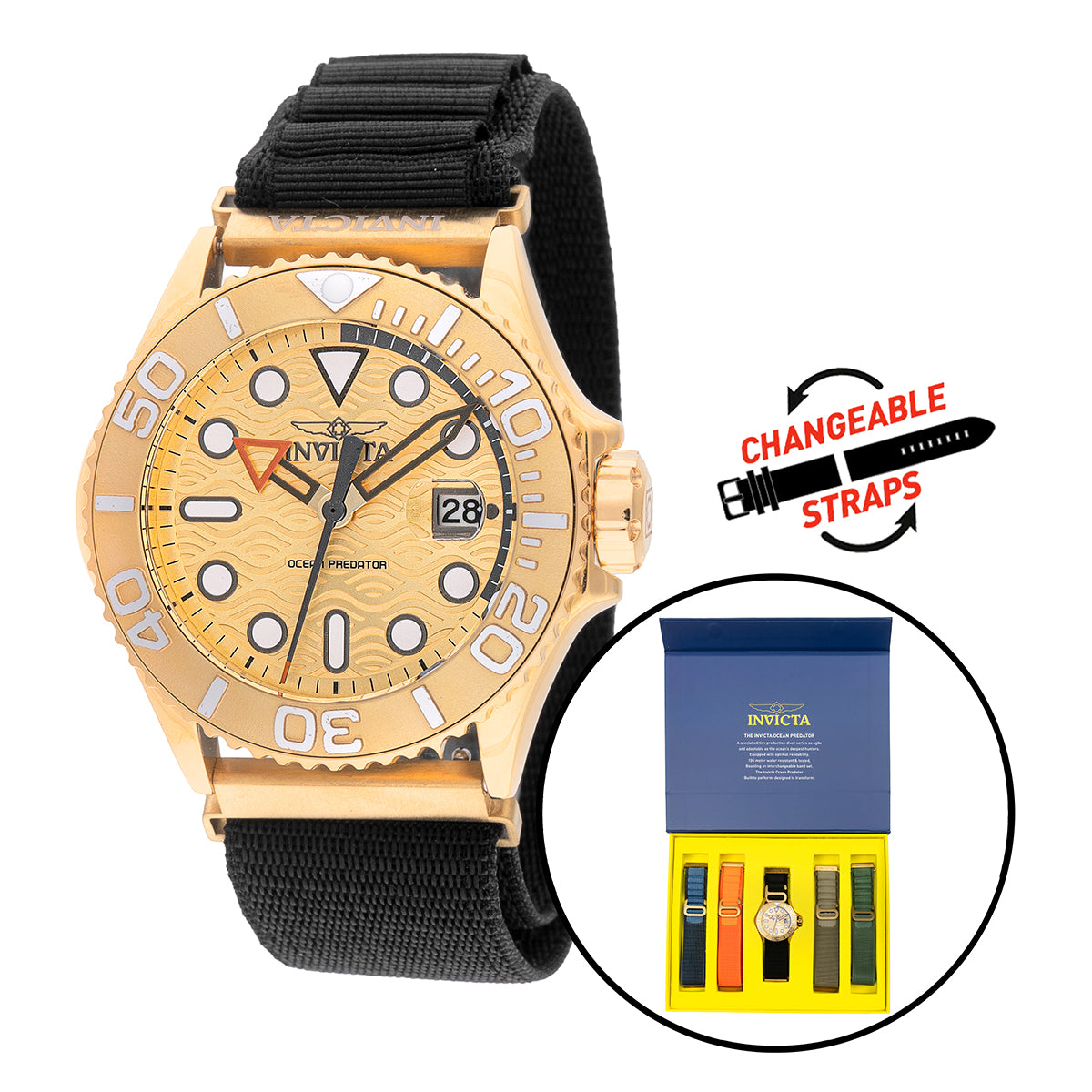 Invicta Ocean Predator Men's Watch - 44mm, with Interchangeable Strap (49799)