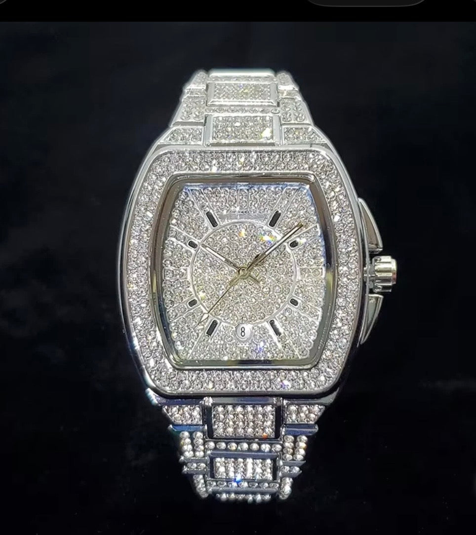 Luxury Diamond Watch for Men Shiny Party Watch Hip Hop Ice