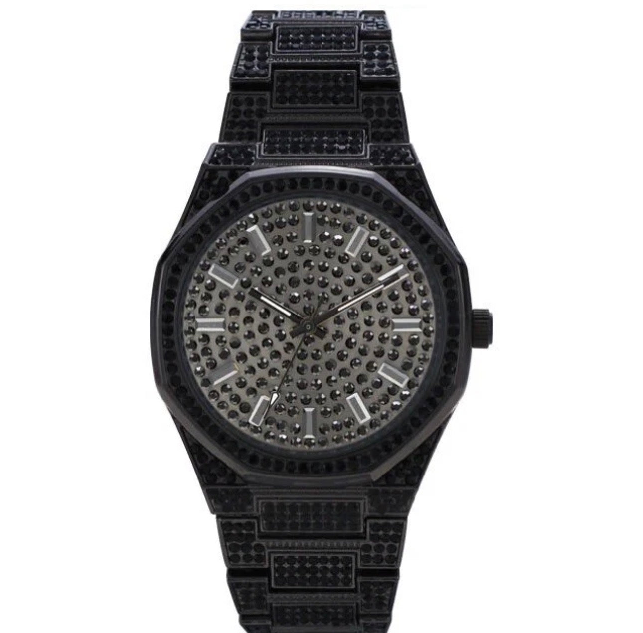 Mens Custom Fully Ice out Bling Round Icy Watch Iced Cz Quality Stainless Steel
