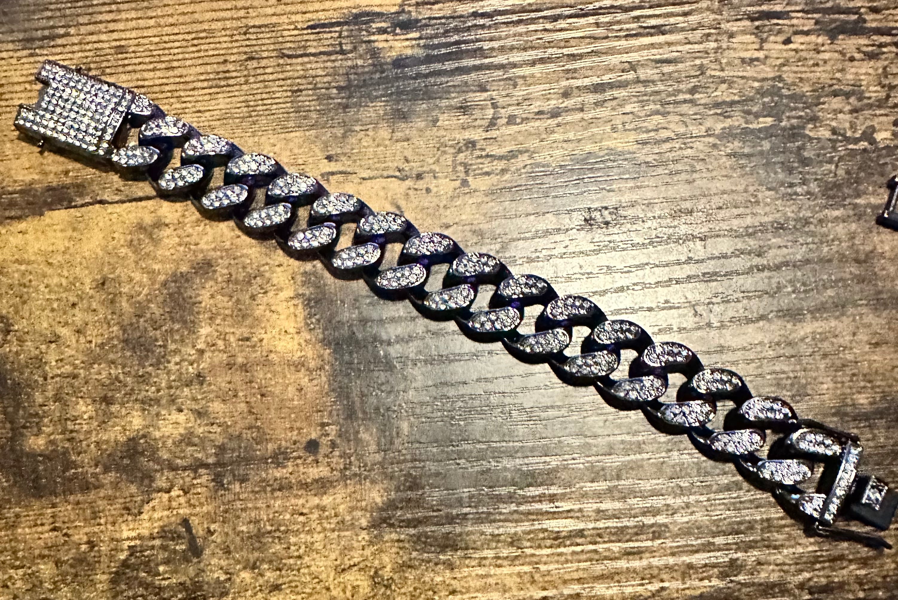 8" Men's Black Plated Stainless Steel Iced CZ Out Miami Cuban Link Bracelet