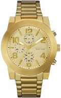 Caravelle Men's Chronograph Stainless Steel Case and Bracelet Gold Dial Gold Watch - 44A105